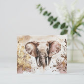 abstrakte Aquarell Illustration eines Elefanten Postkarte (Stehend Vorderseite)