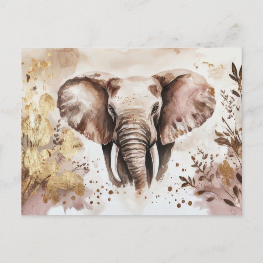 abstrakte Aquarell Illustration eines Elefanten Postkarte (Vorderseite)