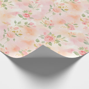 Abstrakte Aquarell Kleine Pfirsich Rosa Blumen Geschenkpapier