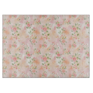 Abstrakte Aquarell Kleine Pfirsich Rosa Blumen Schneidebrett