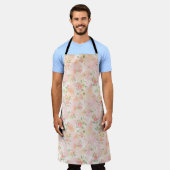Abstrakte Aquarell Kleine Pfirsich Rosa Blumen Schürze (Getragen)