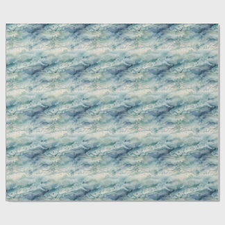 Abstrakte Aquarell-Ozean-Küstenblaue Ästhetik Geschenkpapier
