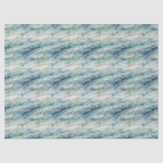 Abstrakte Aquarell-Ozean-Küstenblaue-Ästhetik Seidenpapier