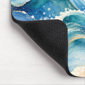 Abstrakte Aquarell-Ozeanwellen Mousepad (Ecke)