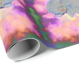 Abstrakte Aquarell-Tropenblumen-Orchideen Geschenkpapier
