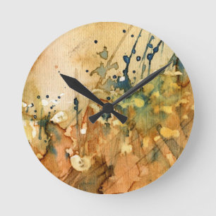 Abstrakte Aquarell- und alte Hintergrundgestaltung Runde Wanduhr
