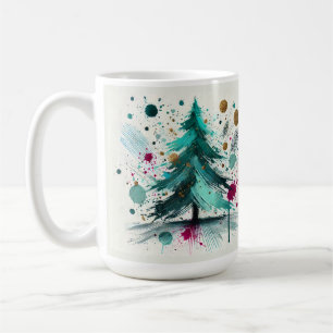 Abstrakte Aquarell-Weihnachtsbäume Kaffeetasse