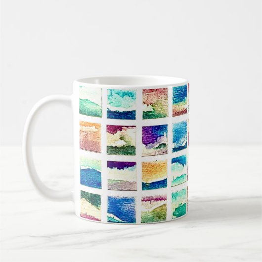 Abstrakte Aquarell-Wolken-Quadrate Kaffeetasse (Links)