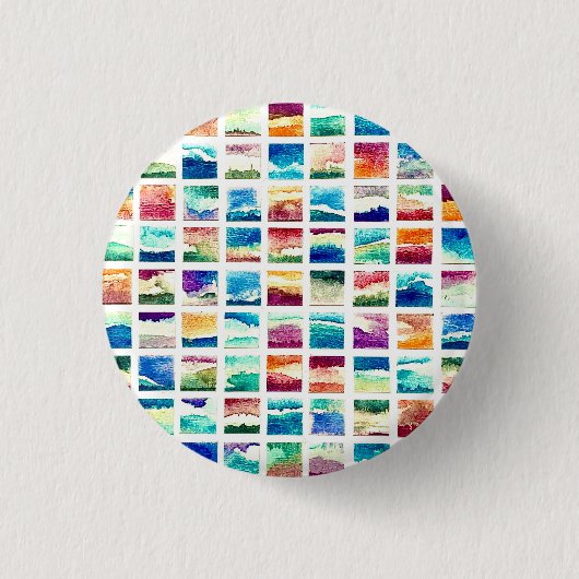 Abstrakte Aquarell-Wolkenquadrate Button (Vorderseite)