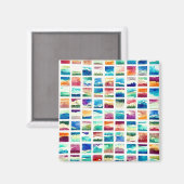 Abstrakte Aquarell-Wolkenquadrate  Magnet (Vorderseite/Rückseite)