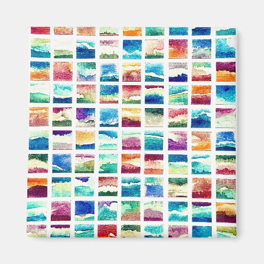 Abstrakte Aquarell-Wolkenquadrate  Magnet (Vorne)