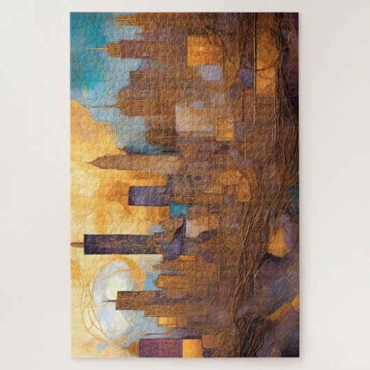 Abstrakte Aquarellbilder Dunkle Stadtbilder Puzzle (Vertikal)