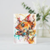 Abstrakte Aquarellbilder einer Tiefseeangel Postkarte (Stehend Vorderseite)