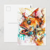 Abstrakte Aquarellbilder einer Tiefseeangel Postkarte (Vorne/Hinten)
