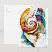 Abstrakte Aquarellbilder eines Nautilus Postkarte (Vorne/Hinten)