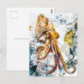 Abstrakte Aquarellbilder eines Tintenfischs Postkarte (Vorne/Hinten)
