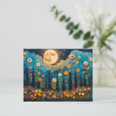 Abstrakte Aquarellbilder für Vollmond Postkarte (Stehend Vorderseite)