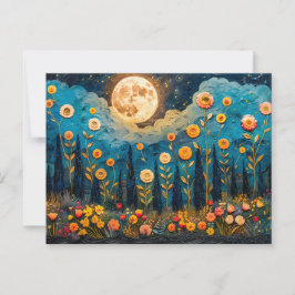 Abstrakte Aquarellbilder für Vollmond Postkarte