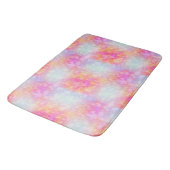 Abstrakte Aquarellbilder in Rosa und Orange Badematte (Schrägansicht)