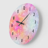 Abstrakte Aquarellbilder in Rosa und Orange Große Wanduhr (Winkel)