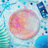 Abstrakte Aquarellbilder in Rosa und Orange Pappteller (Party)