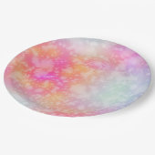 Abstrakte Aquarellbilder in Rosa und Orange Pappteller (Schrägansicht)