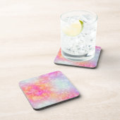Abstrakte Aquarellbilder in Rosa und Orange Untersetzer (Rechte Seite)
