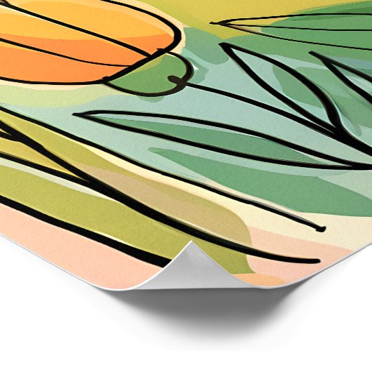 Abstrakte Aquarellbilder von Hand Gezeichnet Blume Poster (Ecke)