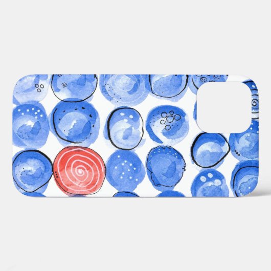 Abstrakte Aquarellblau-Punkte Case-Mate iPhone Hülle (Rückseite (Horizontal))