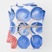 Abstrakte Aquarellblau-Punkte Geschenkpapier Set (Beispiel)