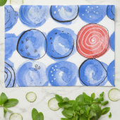 Abstrakte Aquarellblau-Punkte Geschirrtuch (Gefaltet)