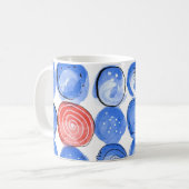 Abstrakte Aquarellblau-Punkte Kaffeetasse (Vorderseite Links)
