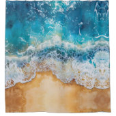 Abstrakte Aquarellblaue See  Duschvorhang (Vorderseite)