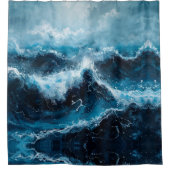 Abstrakte Aquarellblaue See  Duschvorhang (Vorderseite)