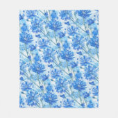 Abstrakte Aquarellblaue und weiße Blumen Fleecedecke (Vorderseite)