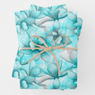 Abstrakte Aquarellblumen Geschenkpapier Set