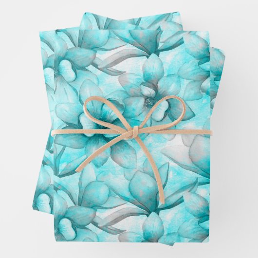 Abstrakte Aquarellblumen Geschenkpapier Set (Beispiel)