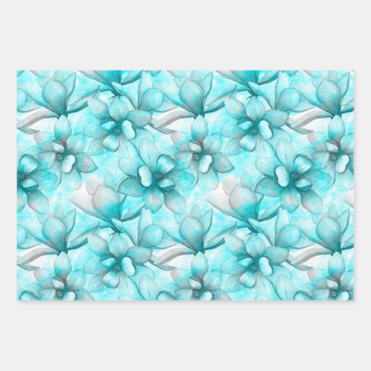 Abstrakte Aquarellblumen Geschenkpapier Set (Vorderseite)