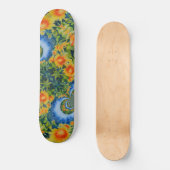 Abstrakte Aquarellblütenretro Skateboard (Vorderseite)