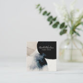 Abstrakte Aquarellcreme und schwarze Visitenkarte (Stehend Vorderseite)