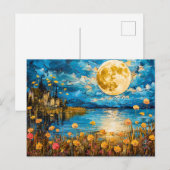 Abstrakte Aquarelldarstellung der Vollmonddecke Postkarte (Vorne/Hinten)