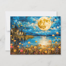 Abstrakte Aquarelldarstellung der Vollmonddecke Postkarte