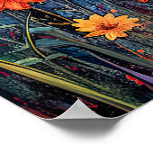 Abstrakte Aquarelldarstellung Vollmond Poster (Ecke)