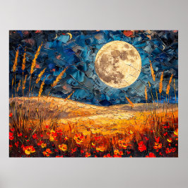 Abstrakte Aquarelldarstellung Vollmond Poster