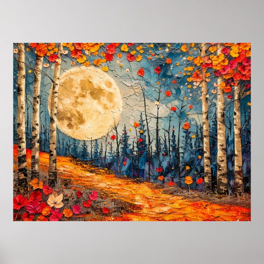 Abstrakte Aquarelldarstellung Vollmond Poster (Vorne)