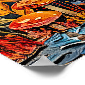 Abstrakte Aquarelldarstellung Vollmond Poster (Ecke)