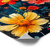 Abstrakte Aquarelldarstellung Vollmond Poster (Ecke)