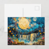 Abstrakte Aquarelldarstellung Vollmond Postkarte (Vorne/Hinten)