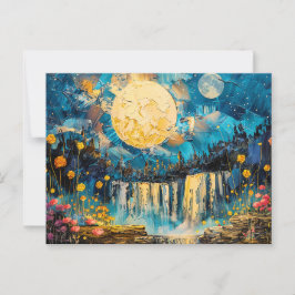 Abstrakte Aquarelldarstellung Vollmond Postkarte