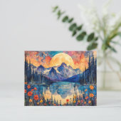 Abstrakte Aquarelldarstellung Vollmond Postkarte (Stehend Vorderseite)